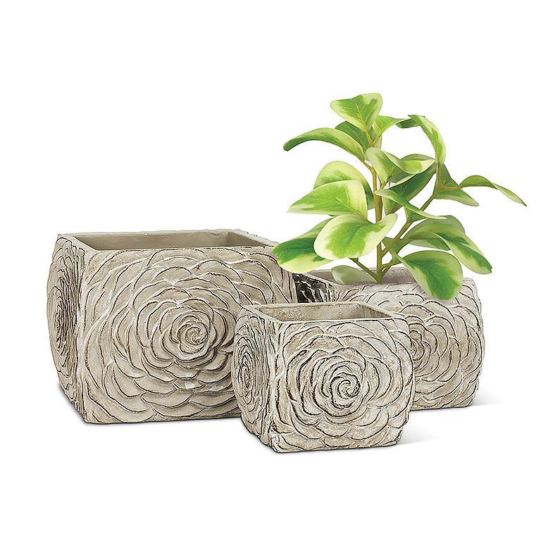 Planter Medium Square Flower Bloom