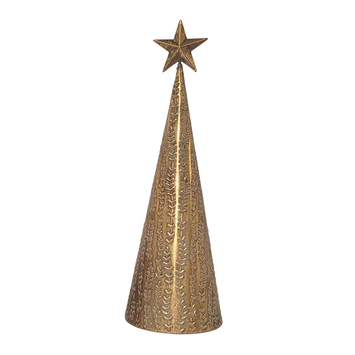 Decorative Christmas Antique Gold Metal Cone tree