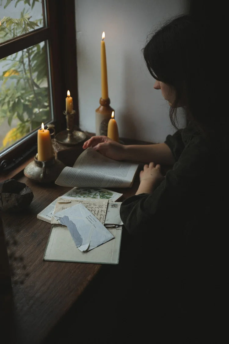 Folklore Hand-Dipped Beeswax Tapers, Golden Toffee (8" Pair)