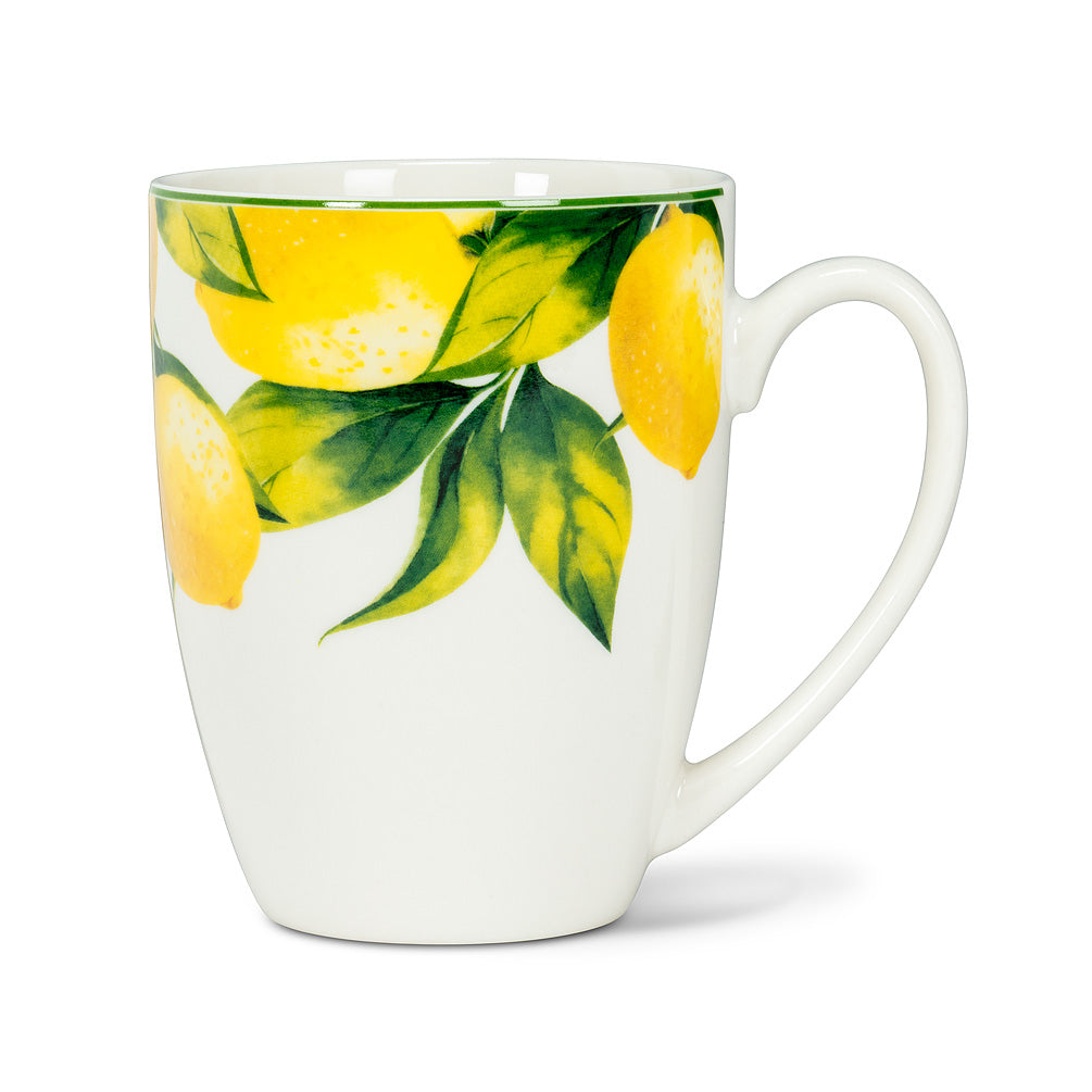 Lemon Tree Covered Mug & Strainer. 3 pieces