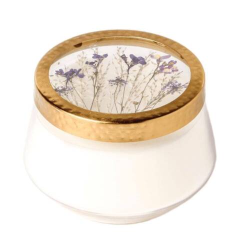 Rosy Rings Roman Lavender Pressed Flower Candle - Large