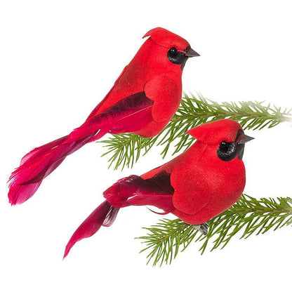 Red Cardinal Bird Clip-2Asst-3.5"L