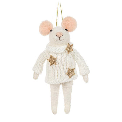 Winter Mouse w/Star Sweater Ornament