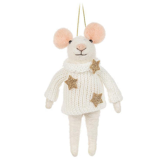 Winter Mouse w/Star Sweater Ornament