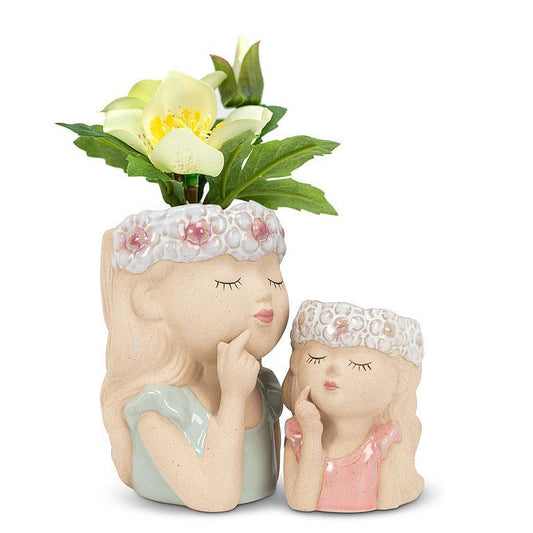 Girl with Flowers Small Planter