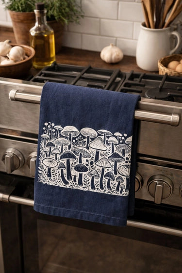 Tea Towel/Field of Mushrooms/Linen/Kitchen Towel