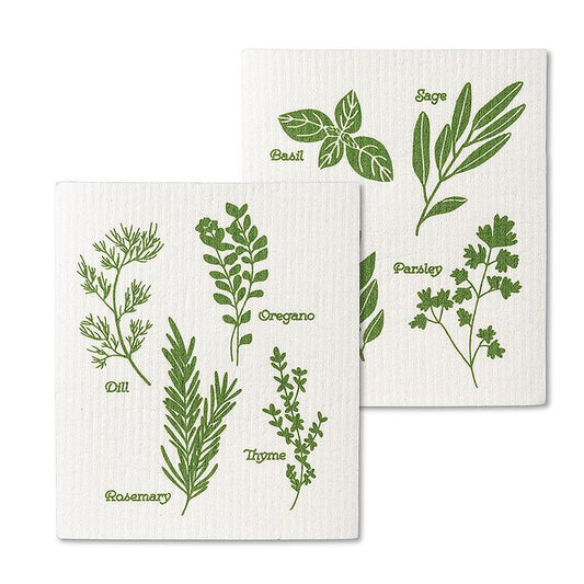 SWEDISH DISHCLOTH ASSORTED HERBS SET OF 2
