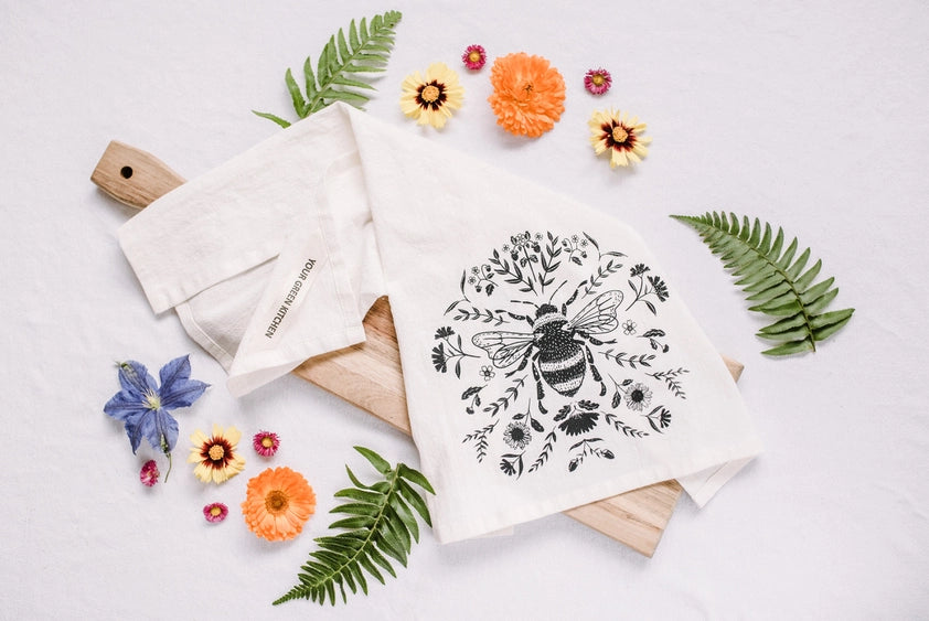 Kitchen Towel with Charcoal Bee