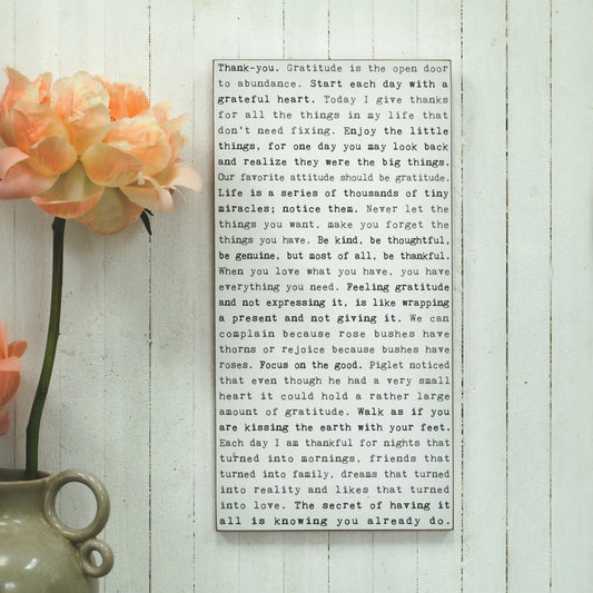 CEDAR MOUNTAIN TYPEWRITER SIGN - GRATITUDE