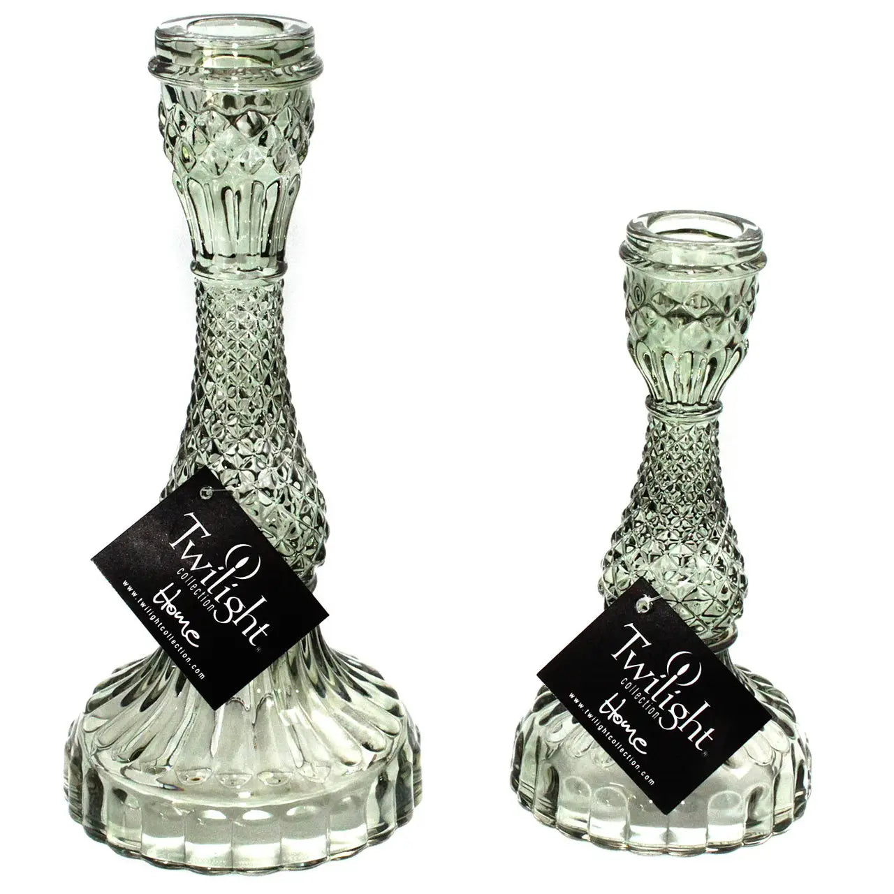 Glass Candle Holder in Green - Large