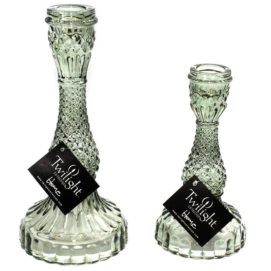 Glass Candle Holder in Green - Large