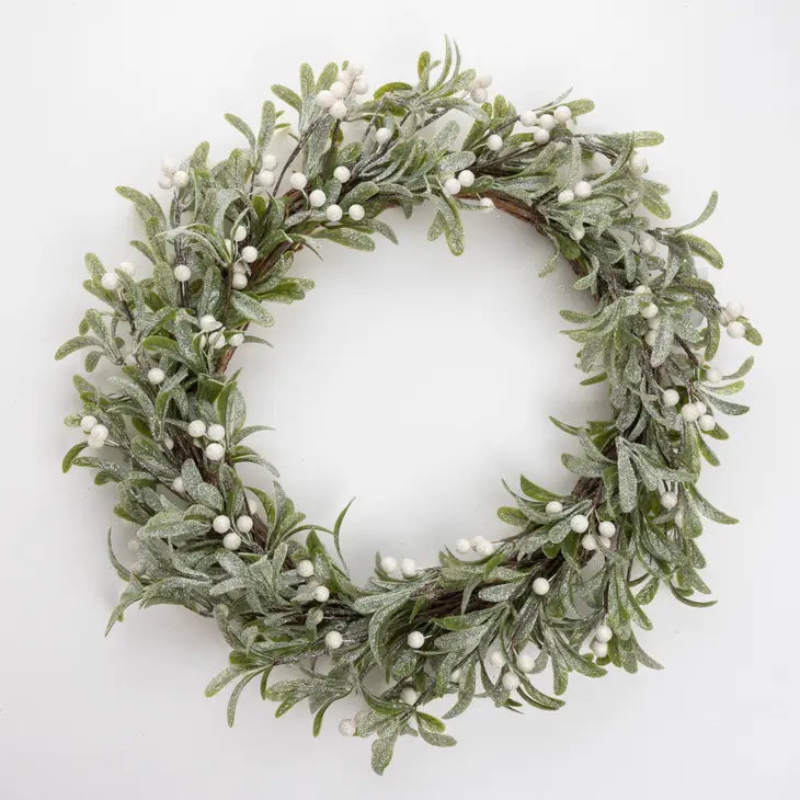 Faux Glitter Mistletoe Wreath