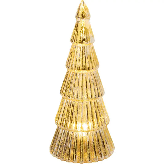 Decorative Christmas Silver & Gold Glass Tree with Led Light