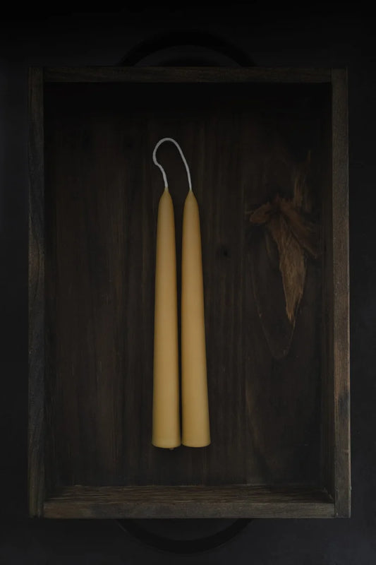 Folklore Hand-Dipped Beeswax Tapers, Golden Toffee (8" Pair)