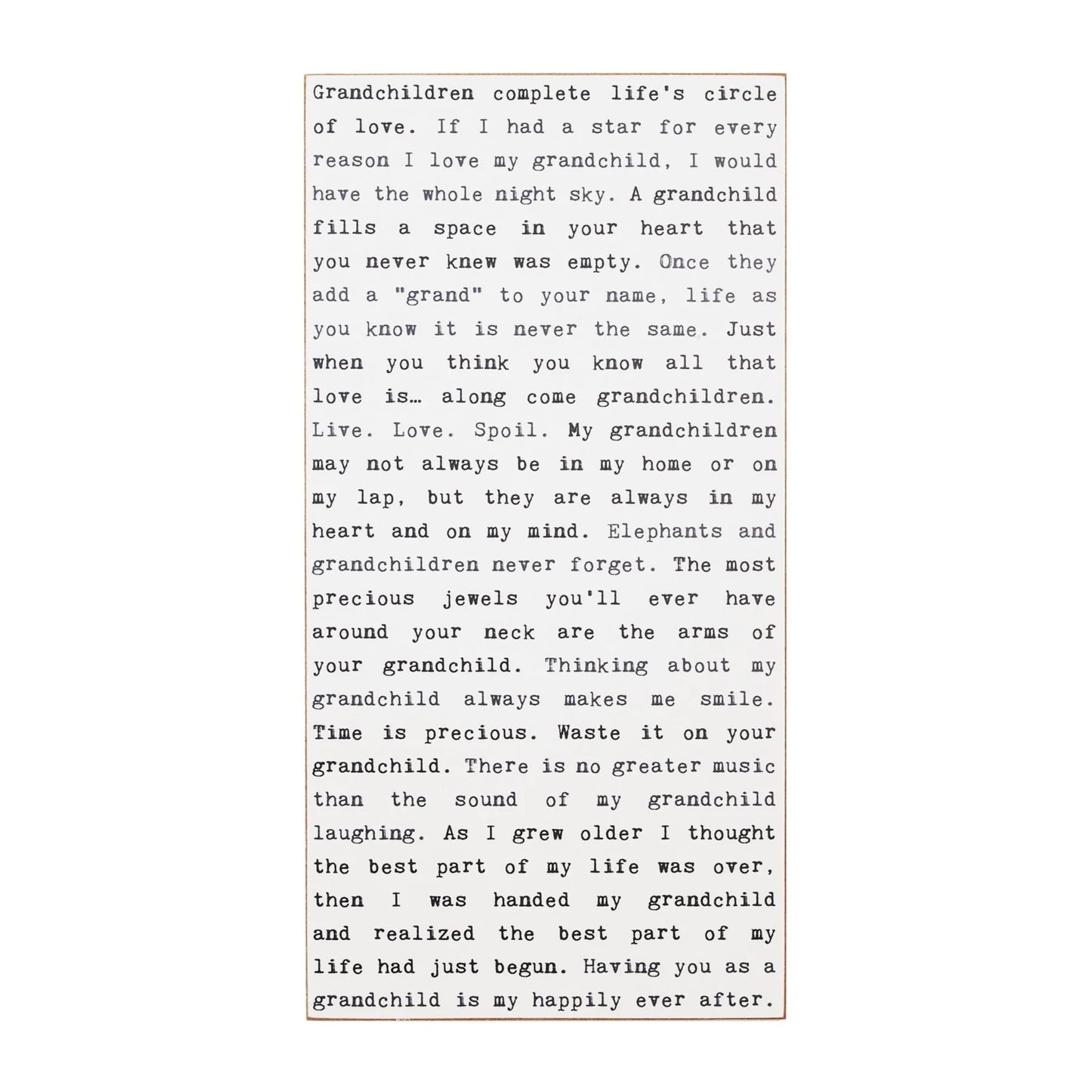 Typewriter Sign Grandchildren