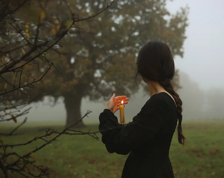 Folklore Hand-Dipped Beeswax Tapers, Golden Toffee (8" Pair)