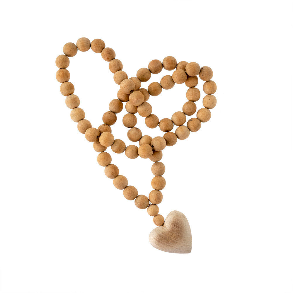 INDABA, WOODEN HEART PRAYER BEADS
