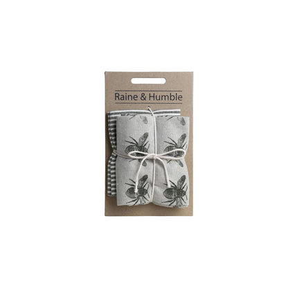 Tea Towel Pack Olive Green Honey Bee