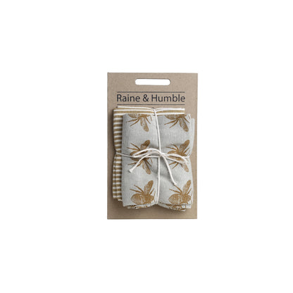 Tea Towel Pack Mustard Honey Bee
