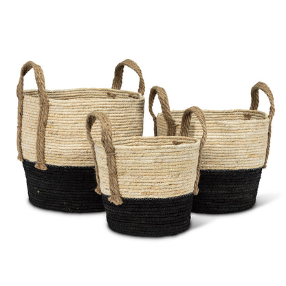BASKET - Set of 3 Round Baskets with Jute Handles