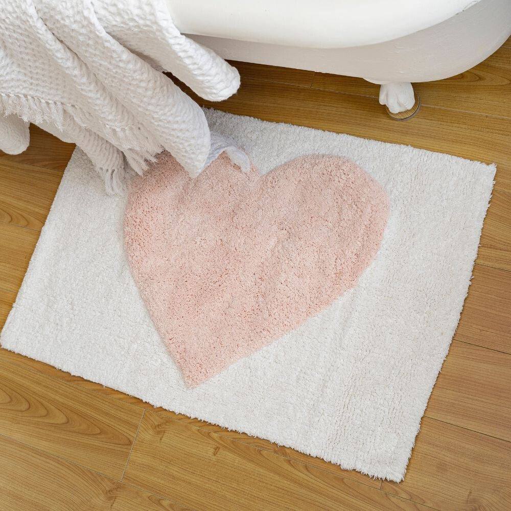INDABA BATH MAT, PINK HEART