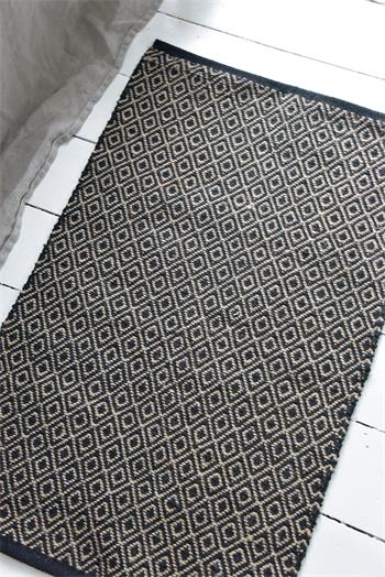 Jute carpet - Diamond - 60 x 90 cm - Black/nature
