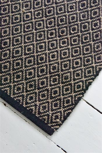 Jute carpet - Diamond - 60 x 90 cm - Black/nature