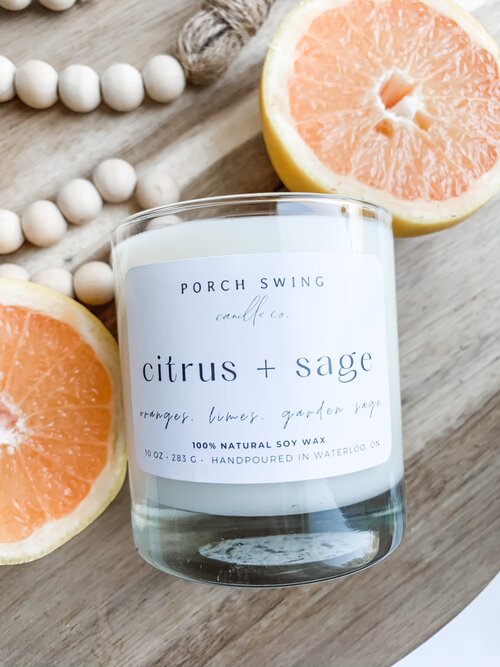 PORCH SWING CANDLE, WOOD WICK CITRUS + SAGE