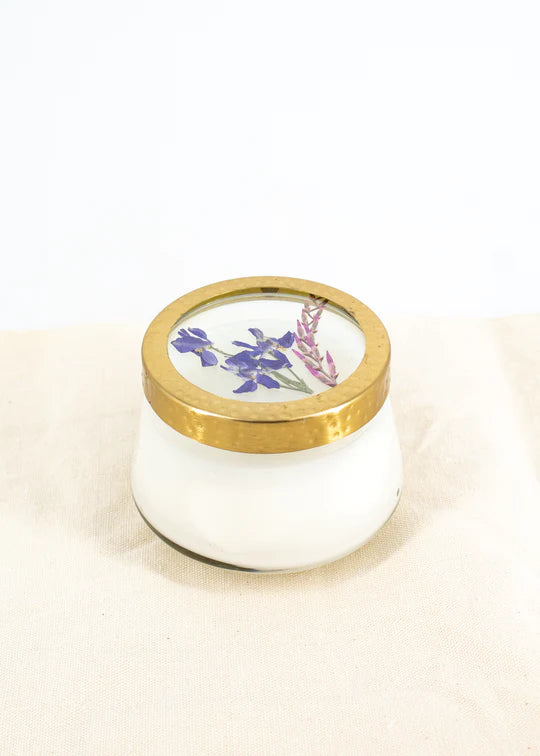 Roman Lavender Pressed Floral Candle - Small