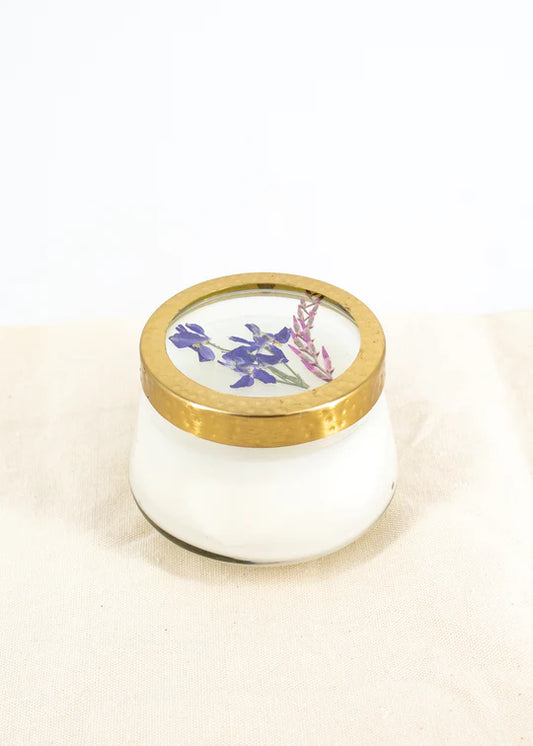 Rosy Rings Roman Lavender Pressed Floral Candle - Med