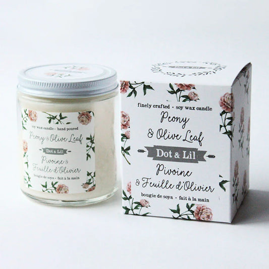 DOT & LIL, PEONY & OLIVE LEAF SOY CANDLE